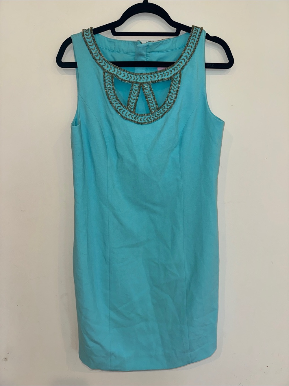 Lilly Pulitzer Turquoise Sleeveless Embellished Neck Mini Dress